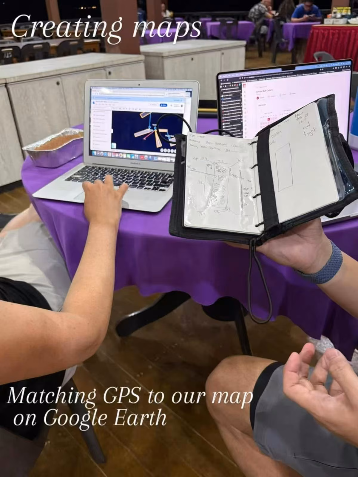 Team matching GPS coordinates to hand-drawn map on Google Earth
